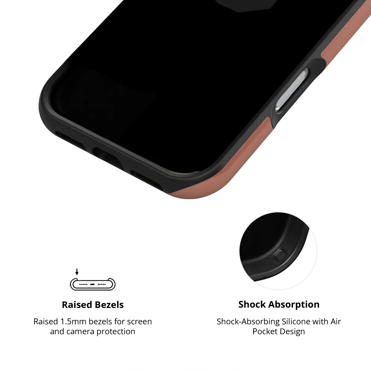 KELAB solid color iphone case in terracotta clay with glossy finish, raised camera lip for lens clearance
