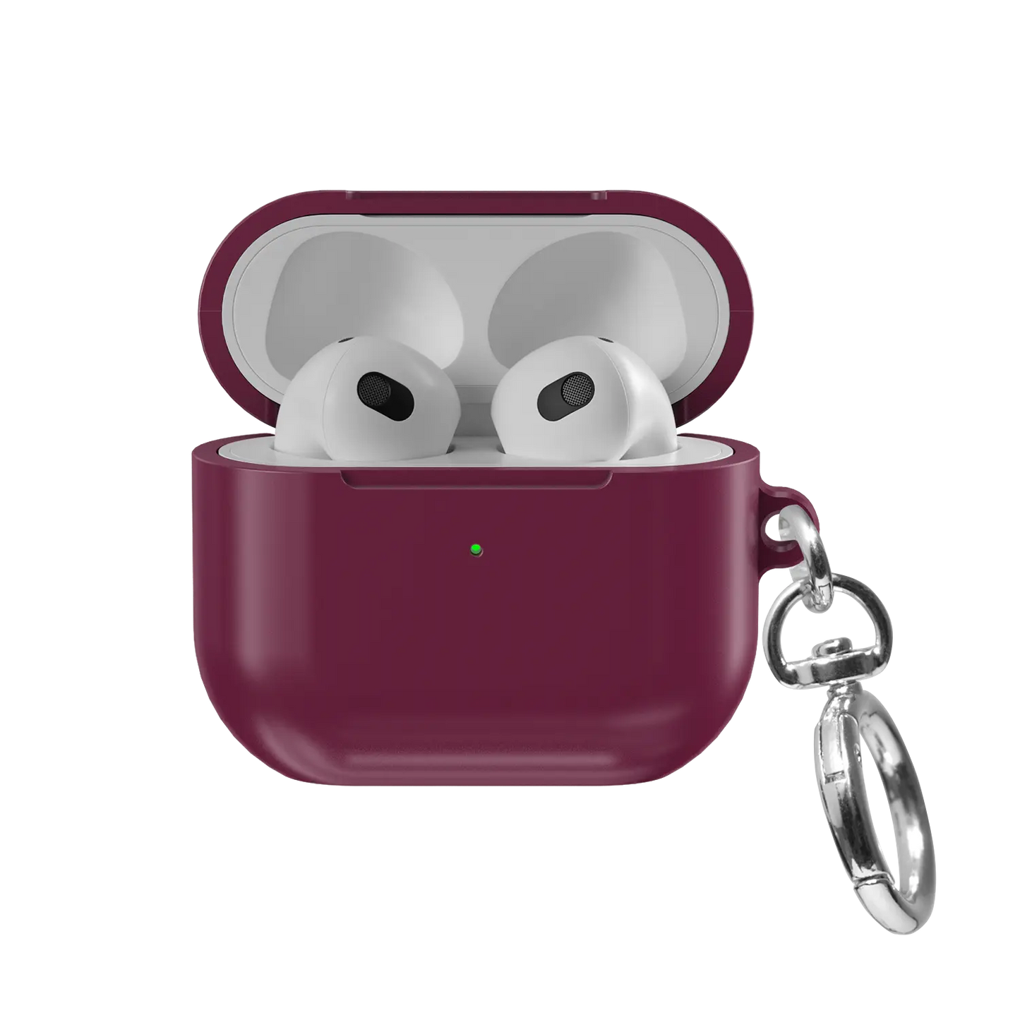 Solid Burgundy AirPods Case, front view with lid open