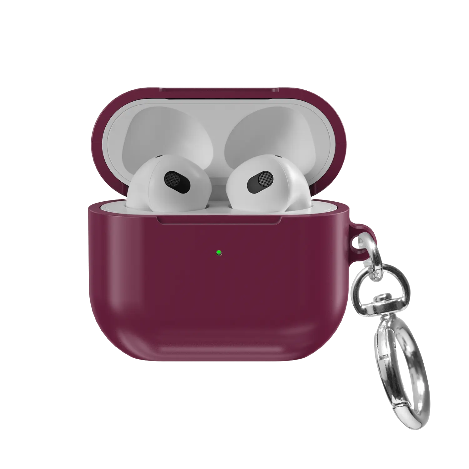 Solid Burgundy AirPods Case, front view with lid open