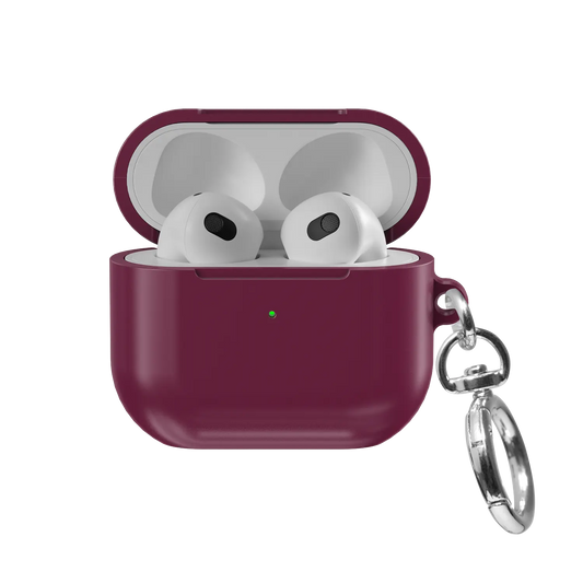 Solid Burgundy AirPods Case, front view with lid open