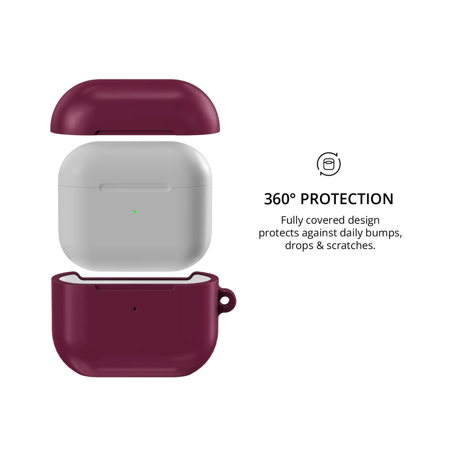 Solid Burgundy AirPods Case, 360-degree protective coverage