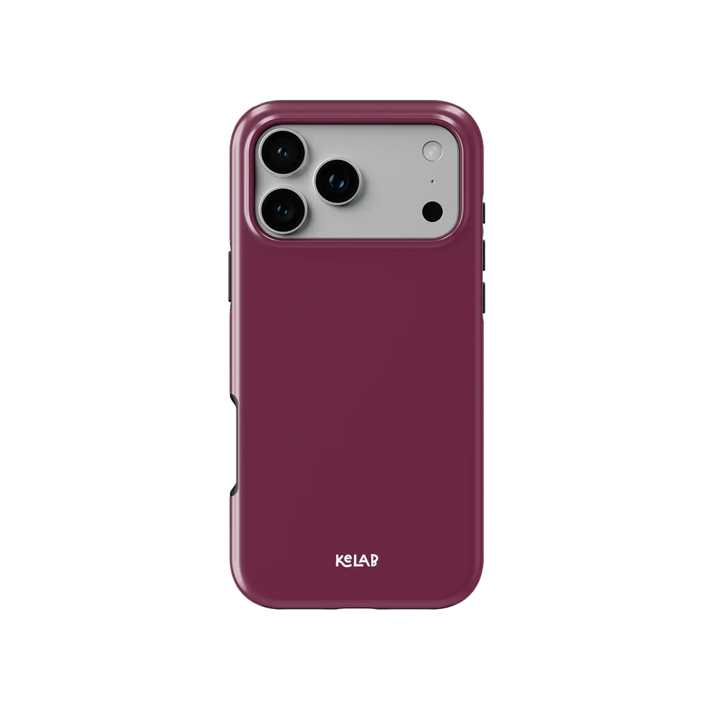 KELAB solid color iphone case in burgundy with raised camera lip and MagSafe