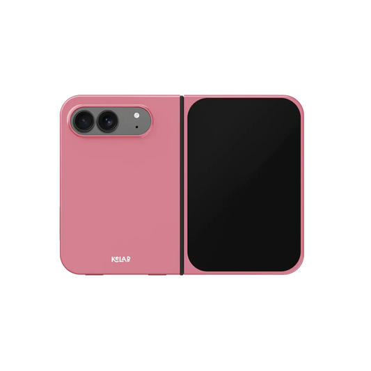 Pink Dusty Rose, Minimalist iPhone 18 Fold Case, unfolded front view