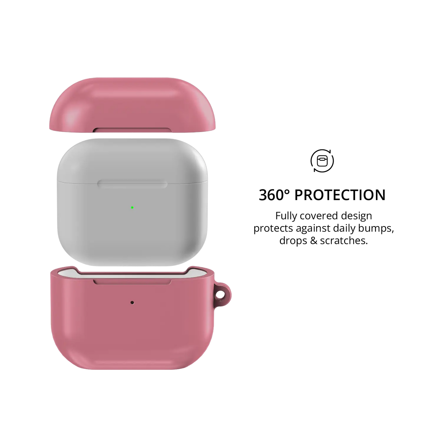 Solid Pink Rose AirPods Case, 360-degree protective coverage