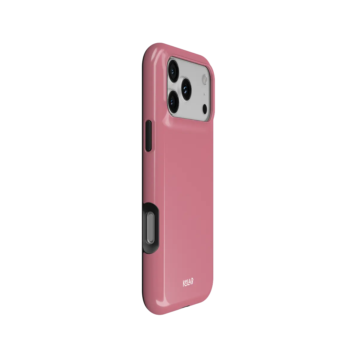 Solid color KELAB iPhone case with electroplated mirror chrome shell and raised camera lip protection