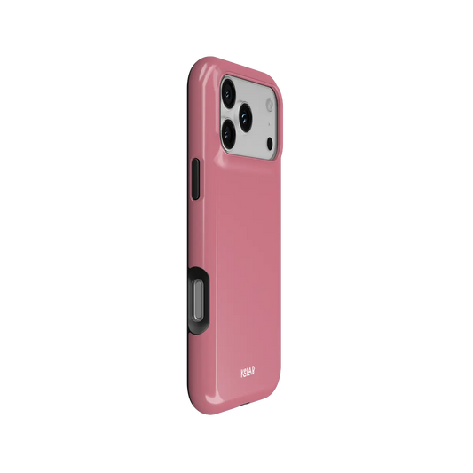 Solid color KELAB iPhone case with electroplated mirror chrome shell and raised camera lip protection
