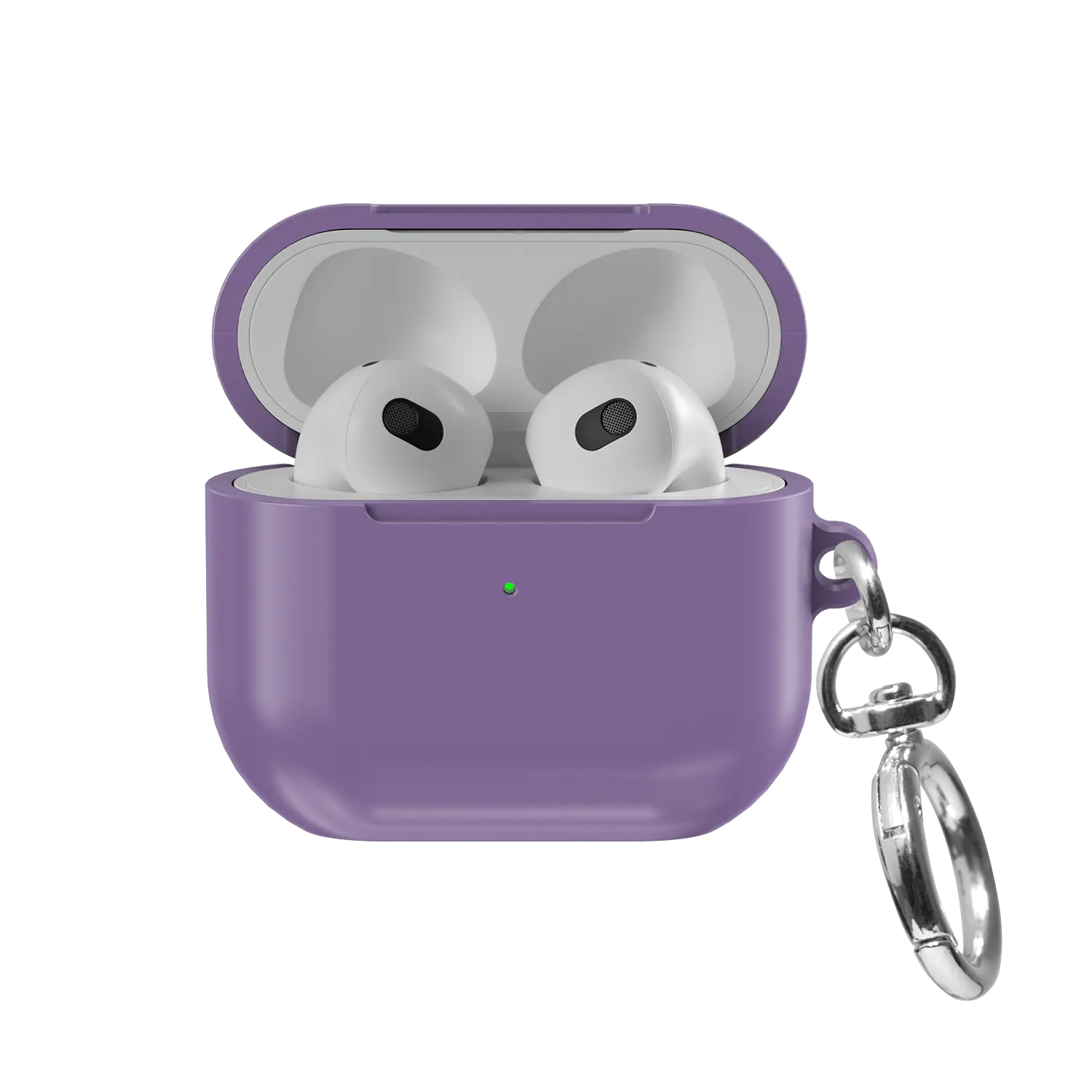 Solid Dusty Purple AirPods Case, front view with lid open