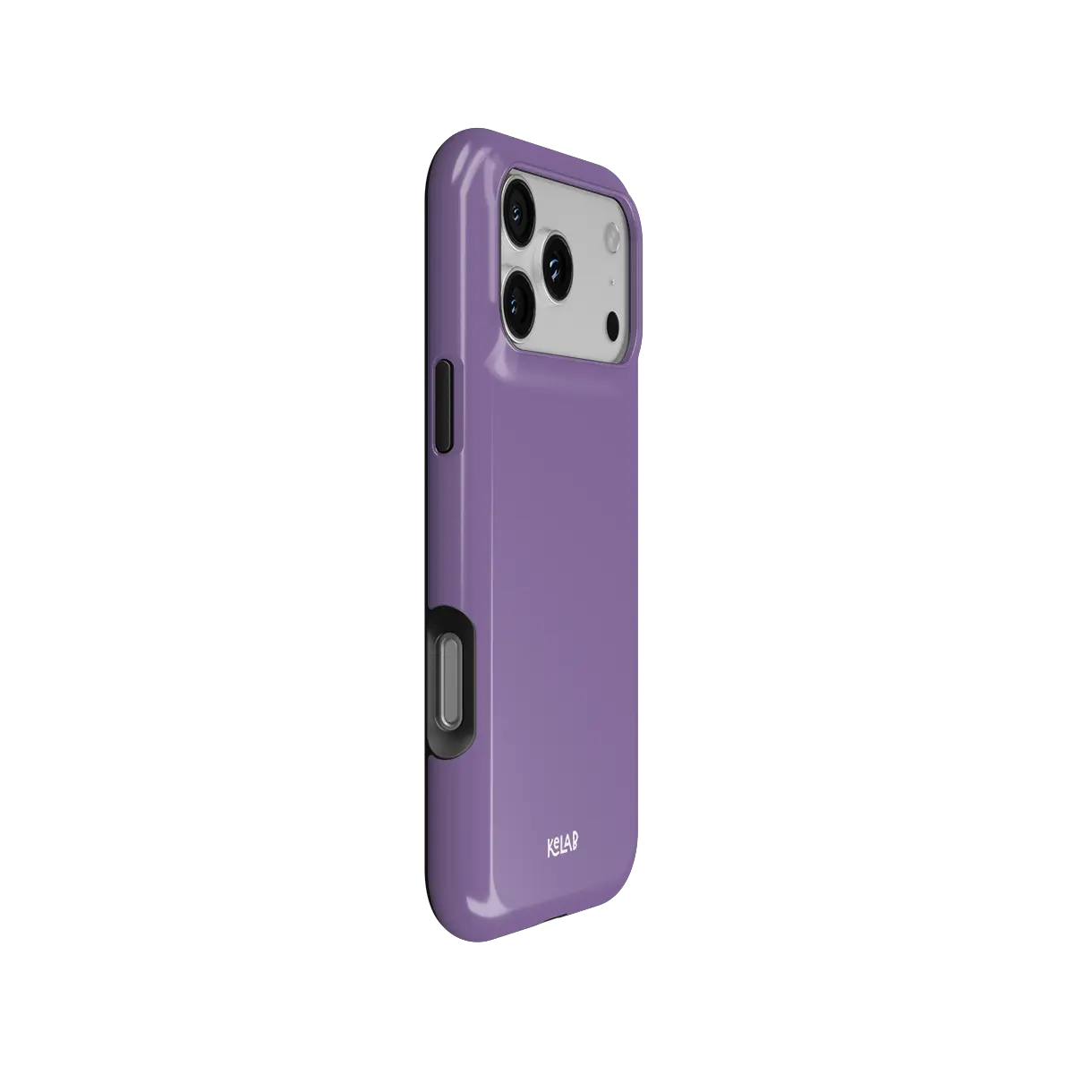 KELAB solid color iphone case in purple with MagSafe for iPhone models, raised lip around camera cutout