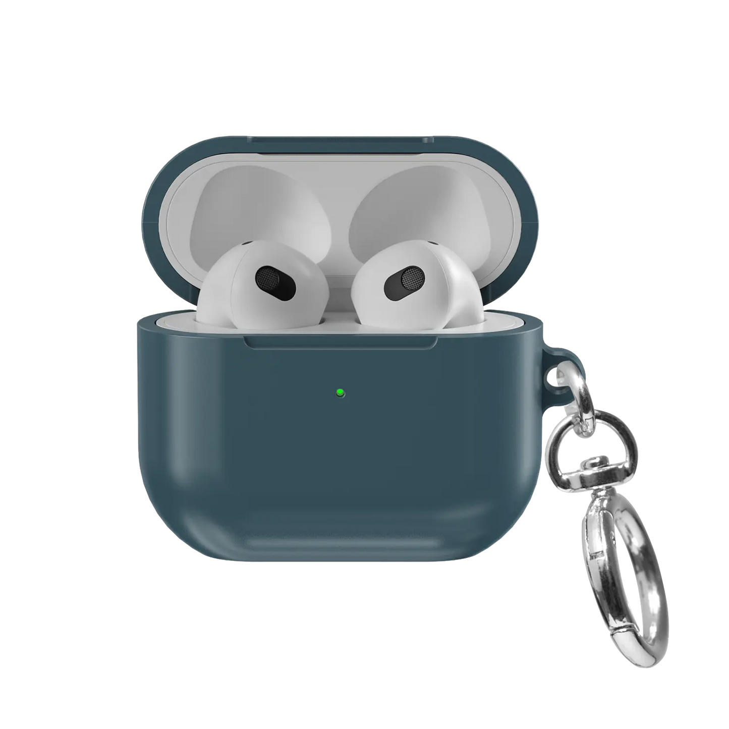 Solid Teal Blue AirPods Case, front view with lid open
