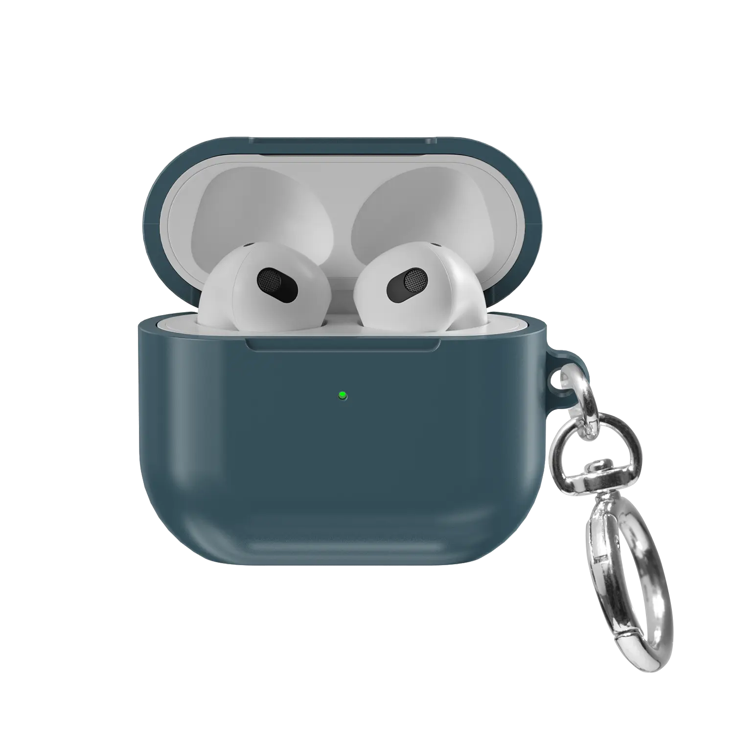 Solid Teal Blue AirPods Case, front view with lid open