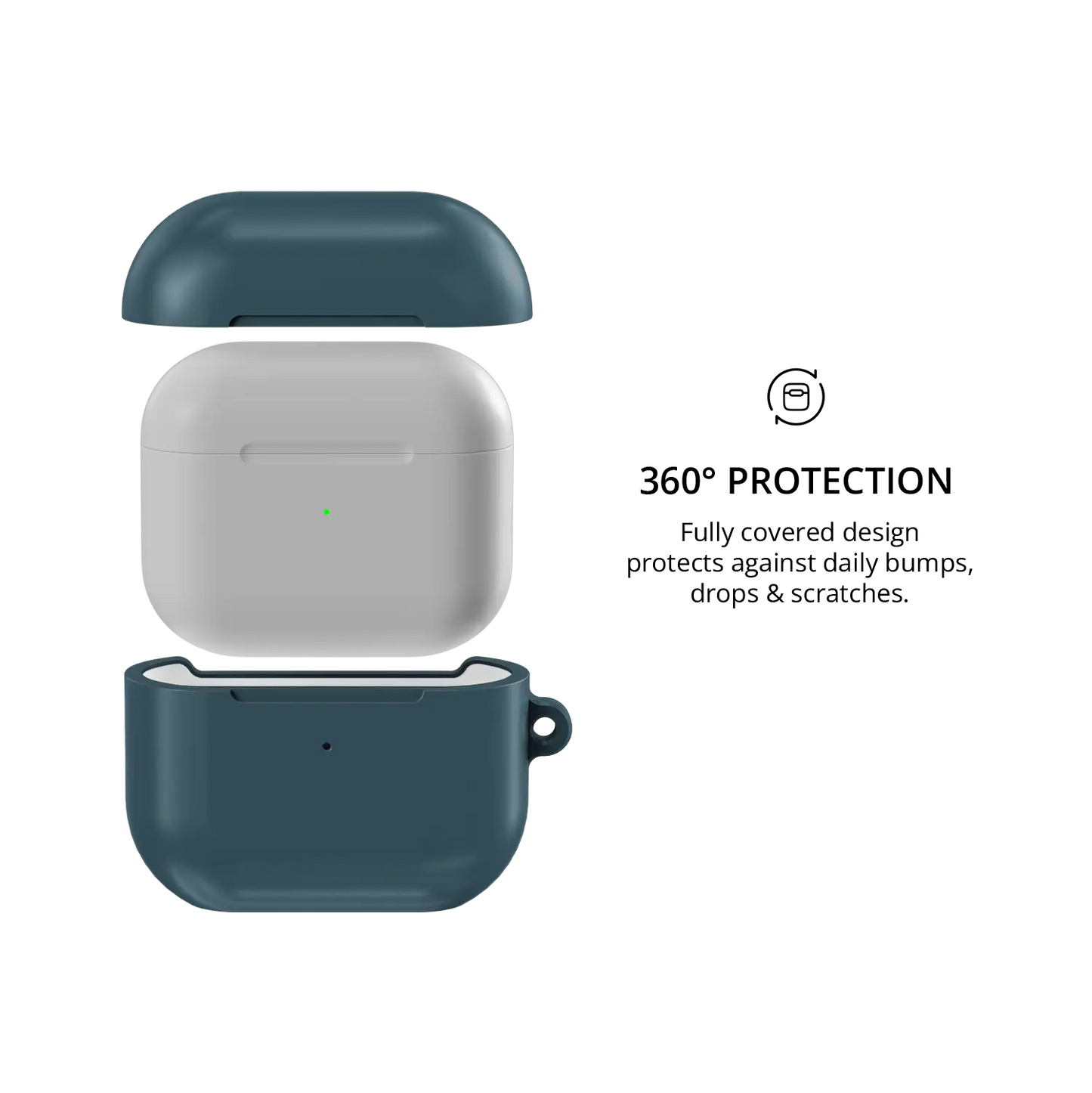 Solid Teal Blue AirPods Case, 360-degree protective coverage
