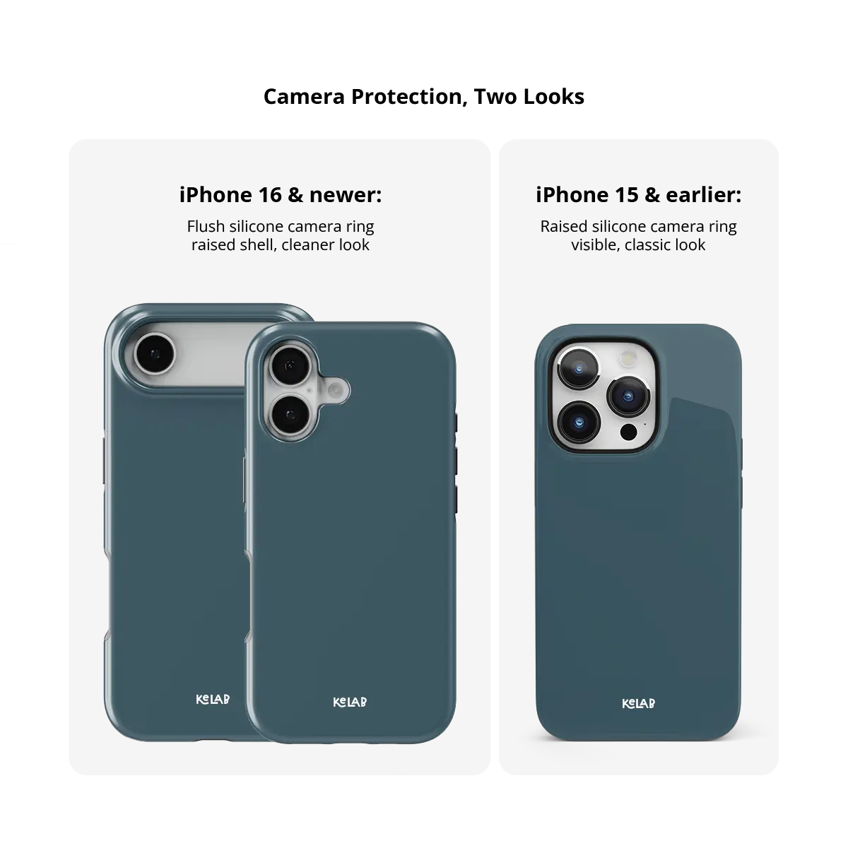 KELAB solid color iphone case in teal with raised camera lip and dual camera cutouts