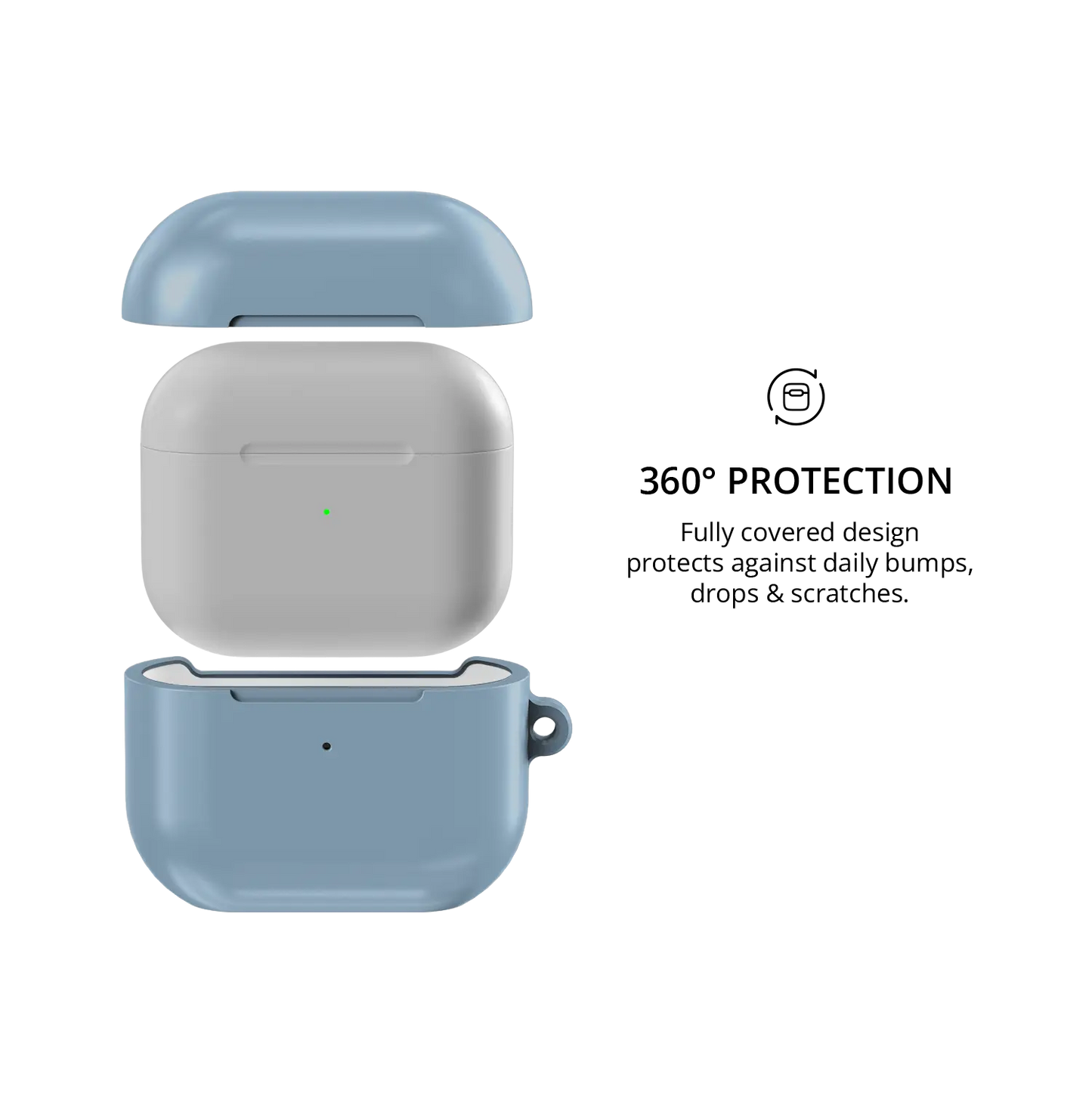 Solid Dusty Blue AirPods Case, 360-degree protective coverage