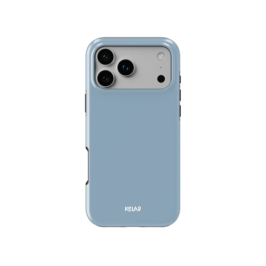 Solid Color KELAB iPhone Case in light blue with hard shell and silicone liner