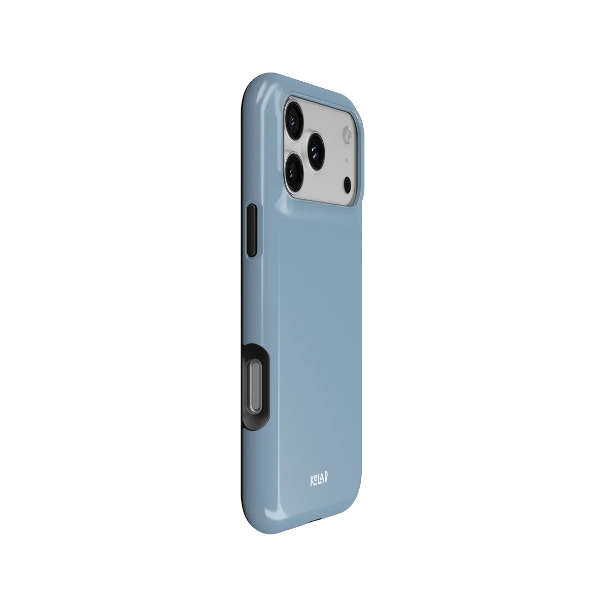 Solid Color KELAB iPhone Case with MagSafe, hard shell and silicone liner in light blue