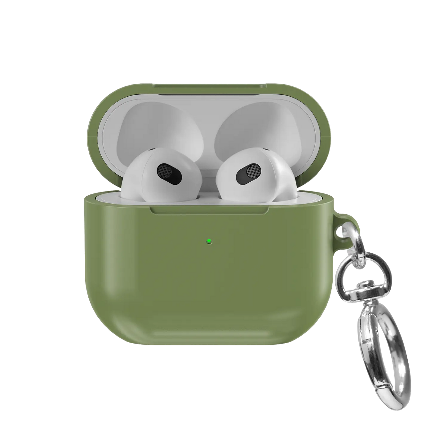 Solid Matcha Green AirPods Case, front view with lid open