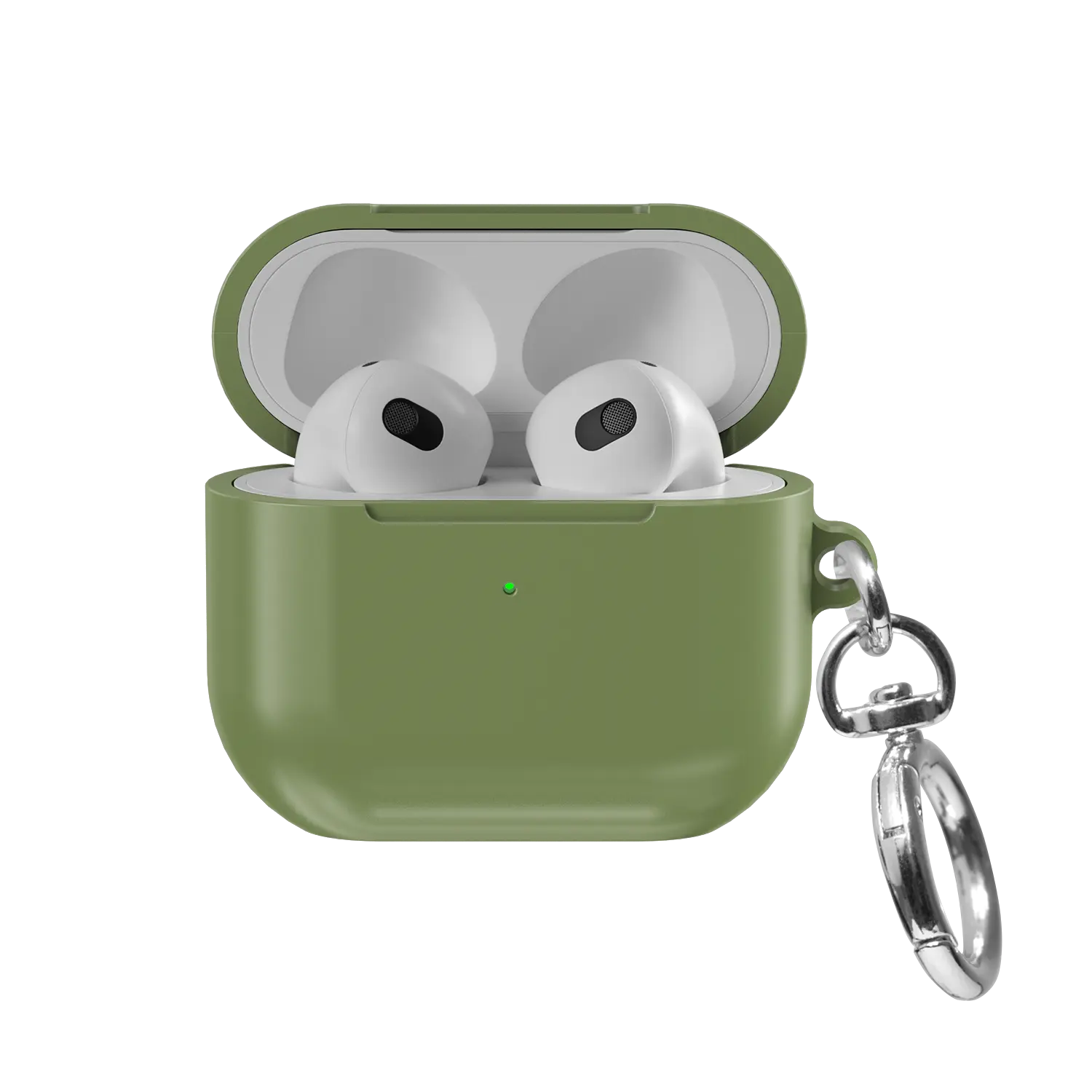 Solid Matcha Green AirPods Case, front view with lid open