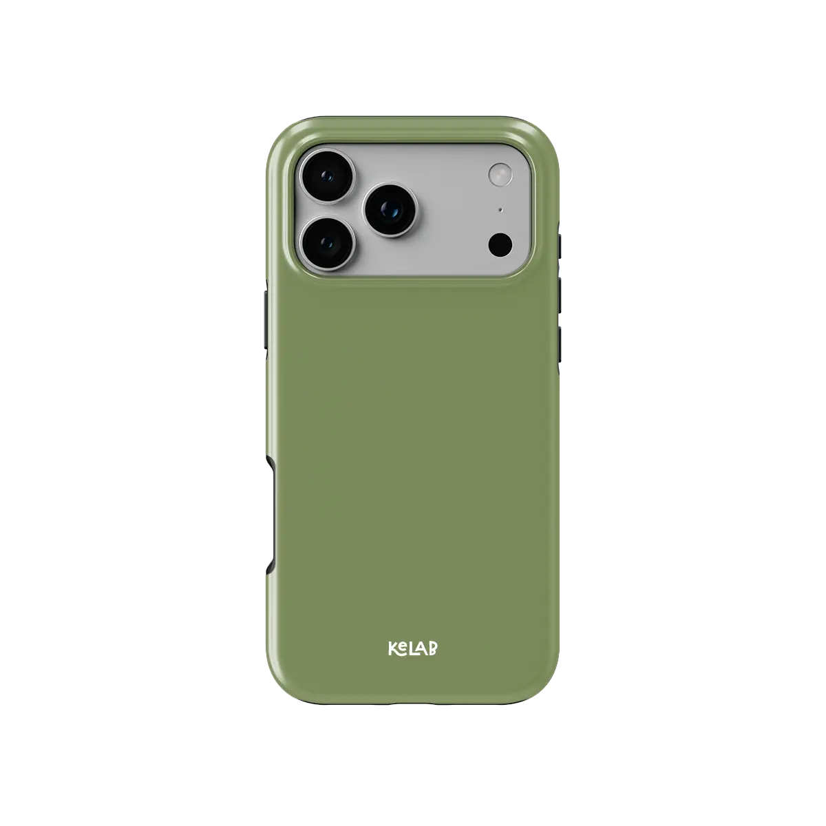 Solid Color KELAB iPhone Case in olive green with raised camera cutout lip
