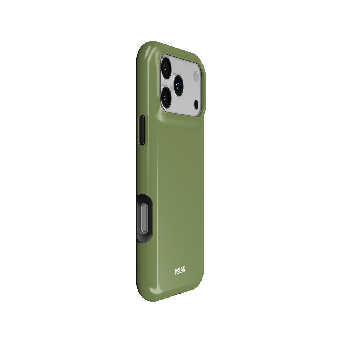 Solid Color KELAB iPhone Case in olive green with electroplated mirror chrome finish