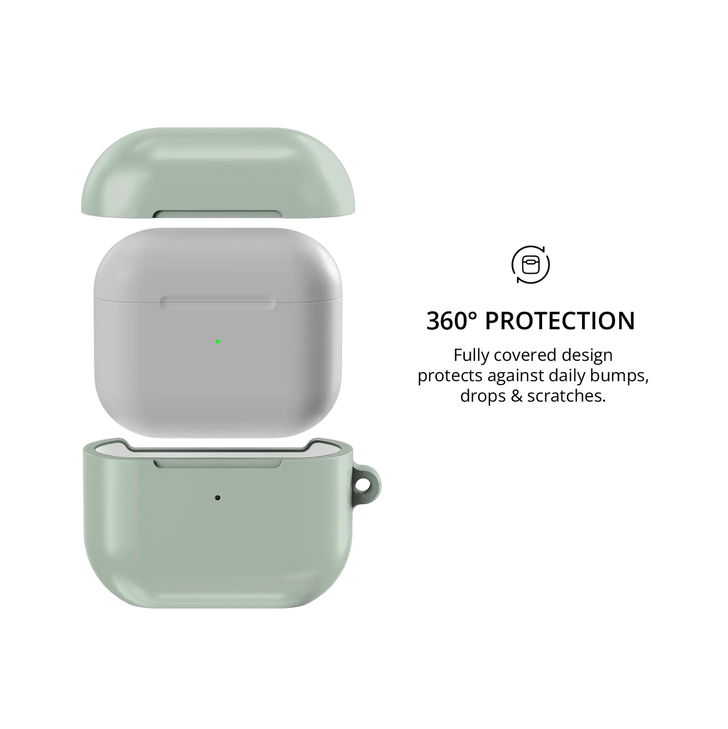 Solid Sage Green AirPods Case, 360-degree protective coverage