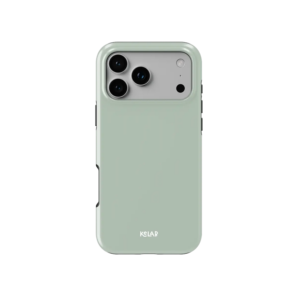 Solid Color KELAB iPhone Case in light green with raised camera lip