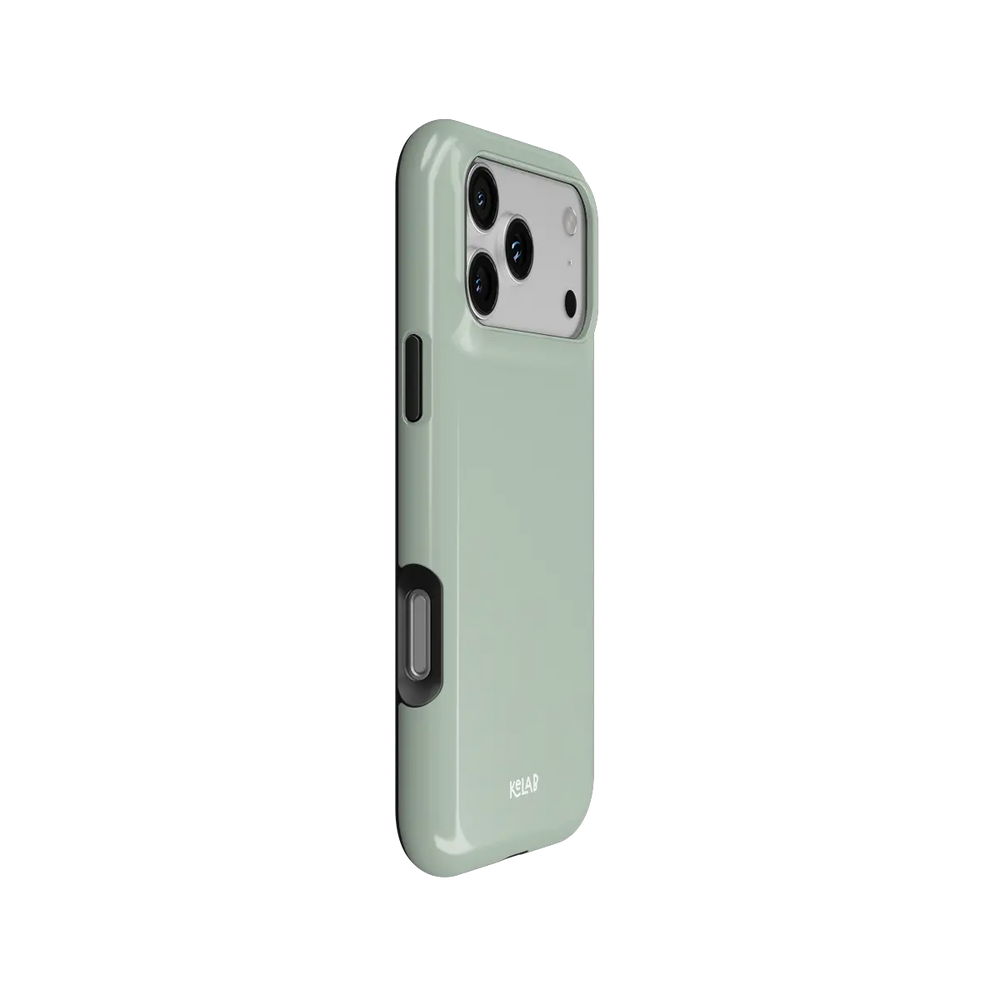 Solid Color KELAB iPhone Case in light green with raised camera lip