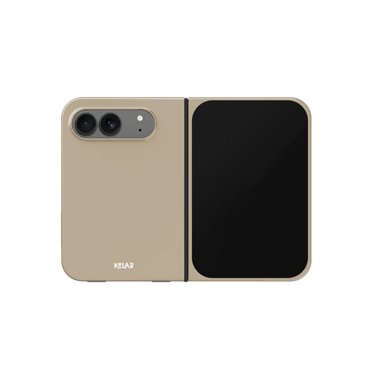 Beige Taupe, Warm Neutral iPhone 18 Fold Case, unfolded front view