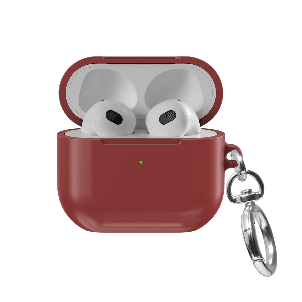 Solid Brick Red AirPods Case, front view with lid open