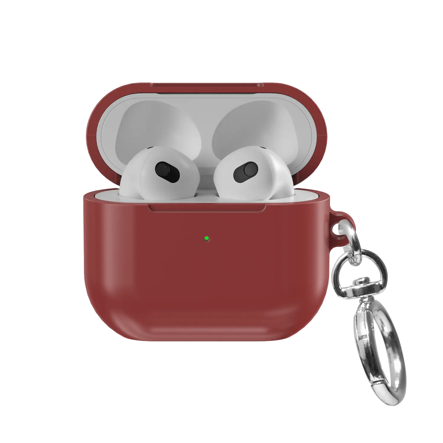 Solid Brick Red AirPods Case, front view with lid open