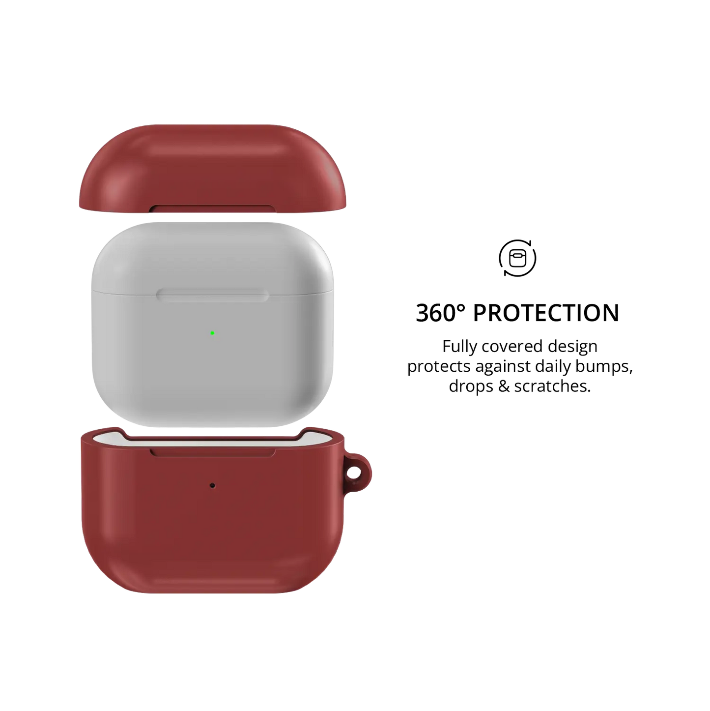 Solid Brick Red AirPods Case, 360-degree protective coverage
