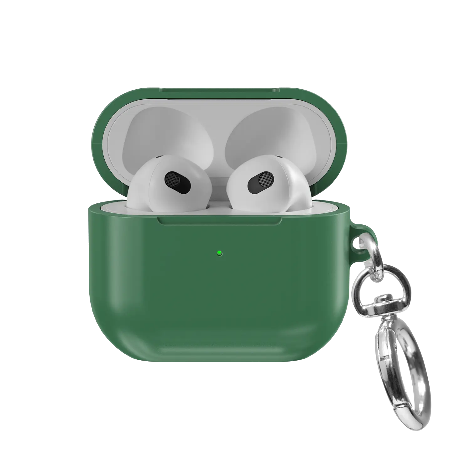 Solid Forest Green AirPods Case, front view with lid open