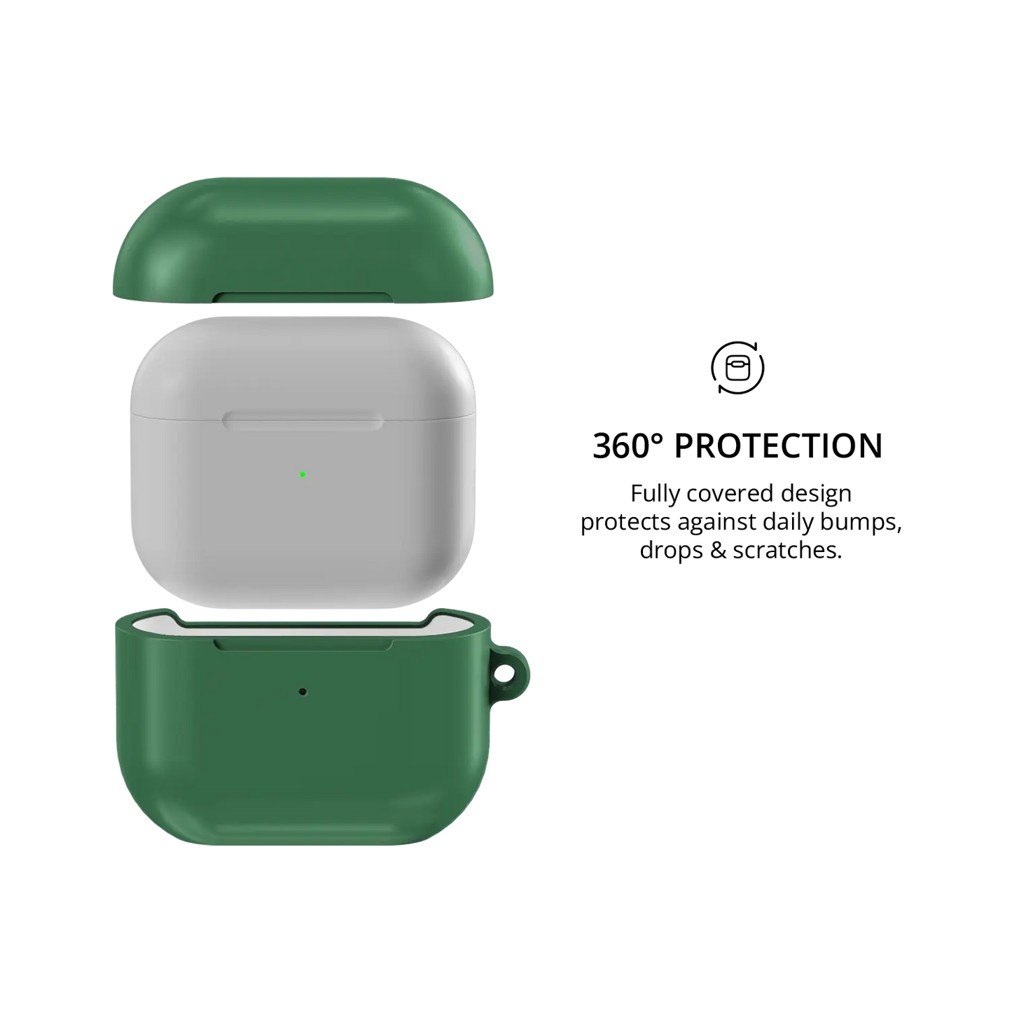 Solid Forest Green AirPods Case, 360-degree protective coverage