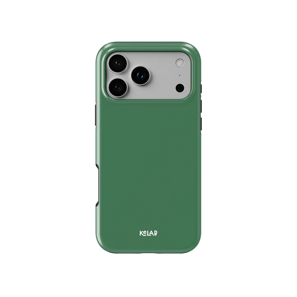 Solid color green KELAB iphone case with MagSafe and raised camera lip for lens protection