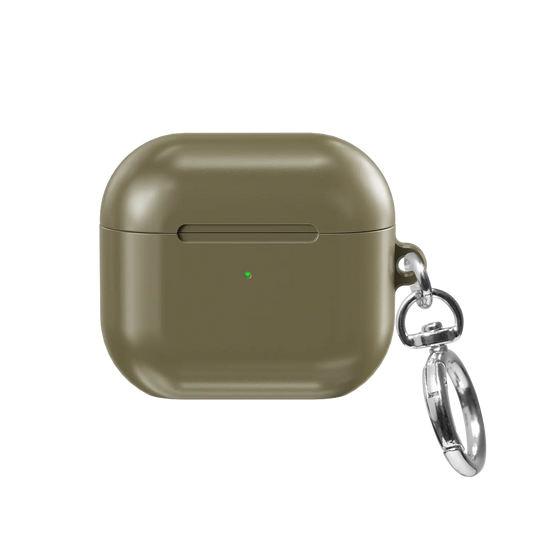 Solid Green Olive AirPods Case, front view