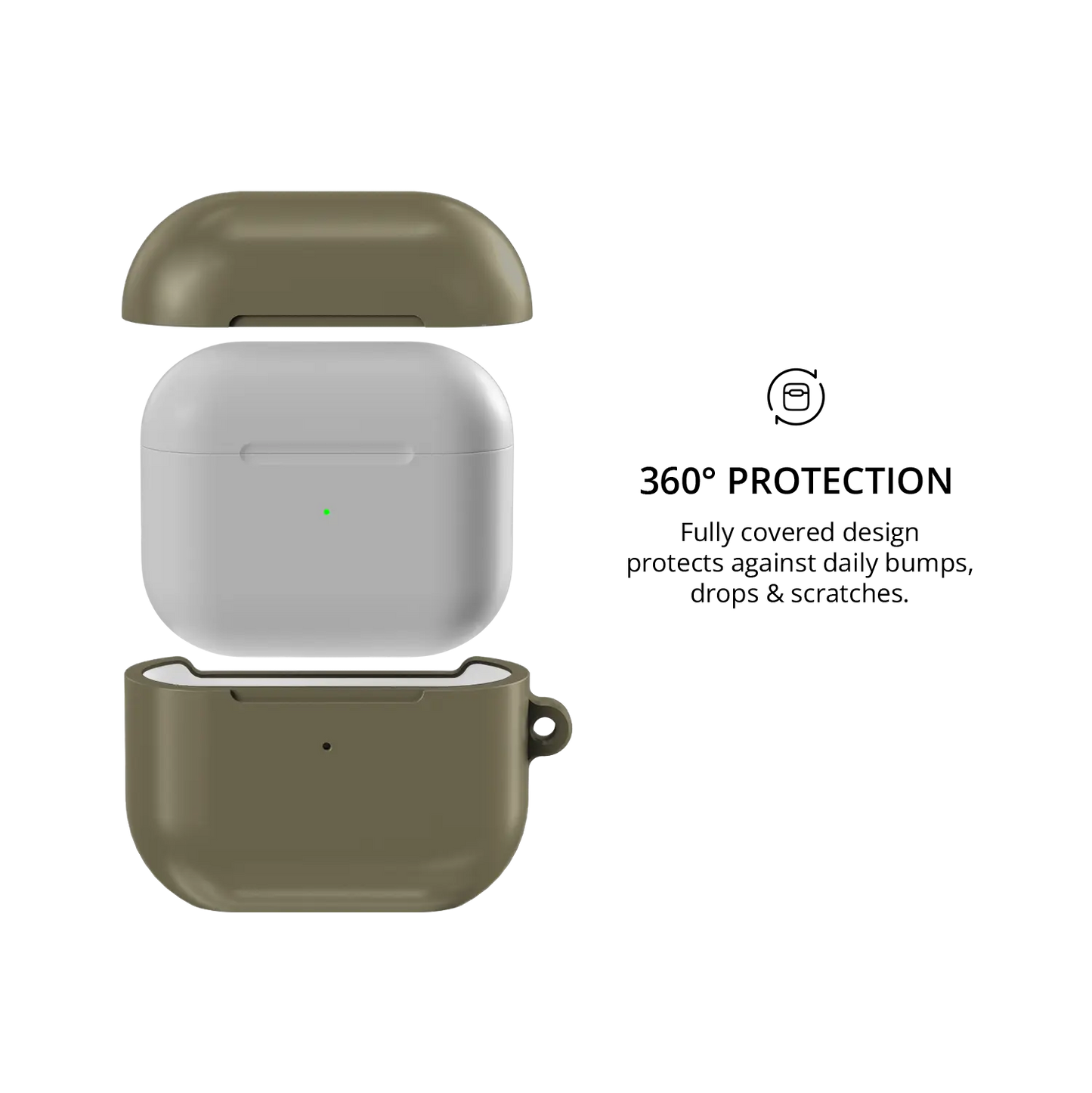 Solid Green Olive AirPods Case, 360-degree protective coverage