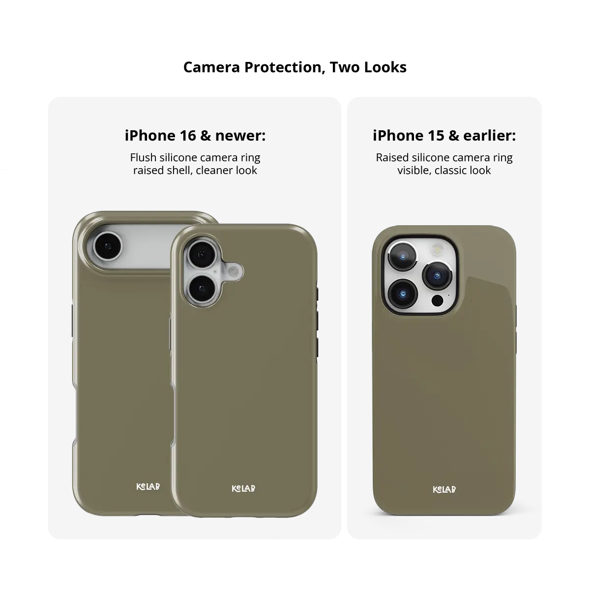 KELAB solid color iphone case with raised camera lip and electroplated chrome finish