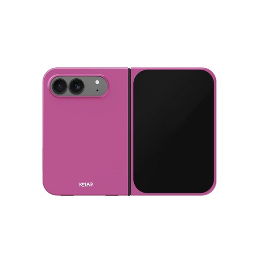 Pink Magenta, Deep Berry iPhone 18 Fold Case, unfolded front view