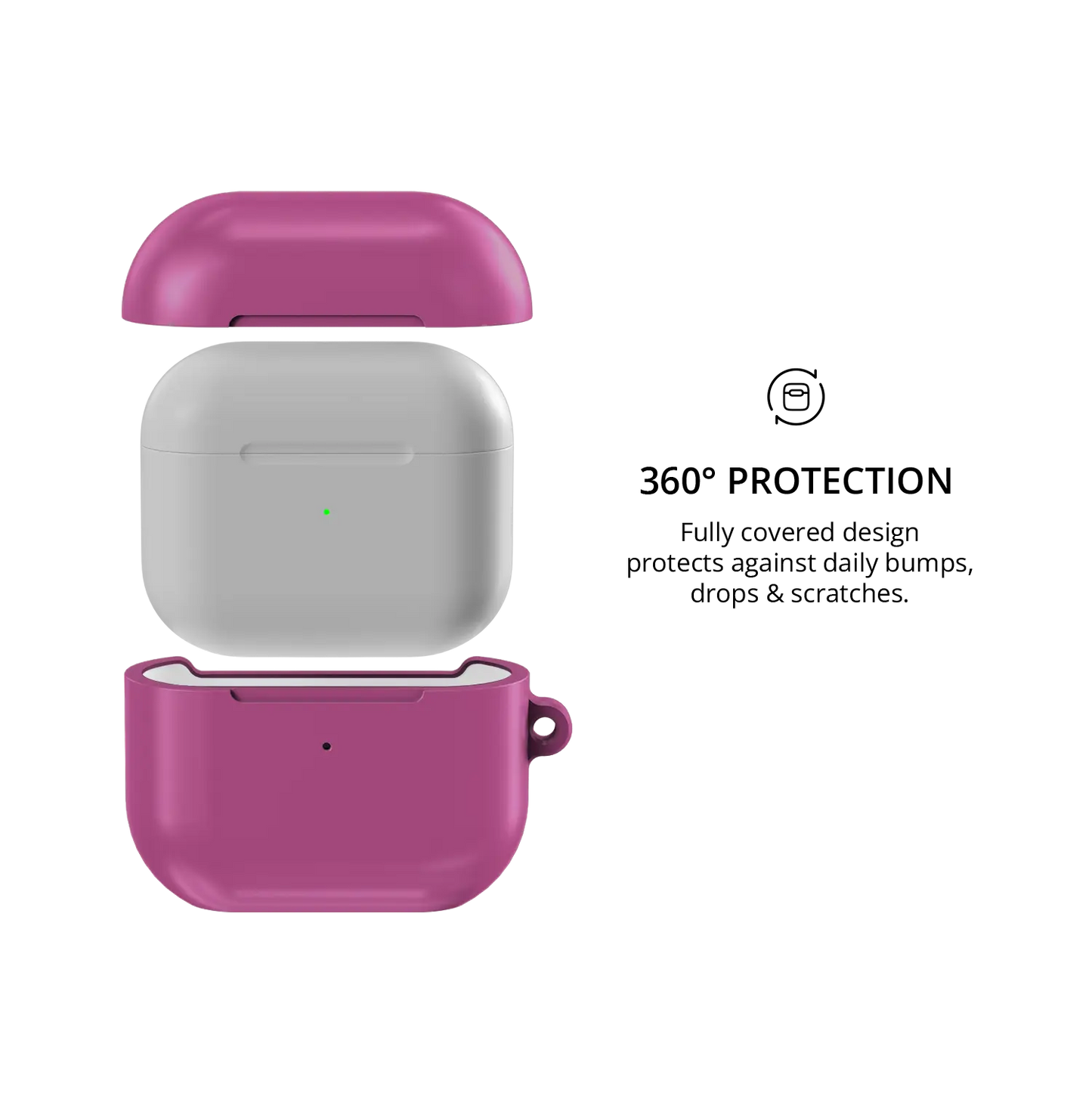 Solid Pink Magenta AirPods Case, 360-degree protective coverage