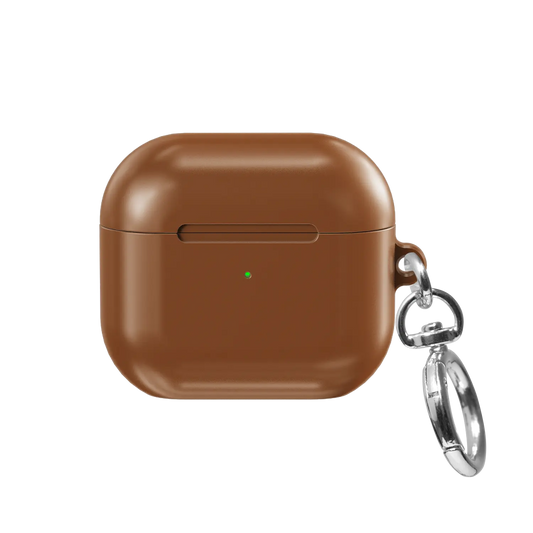 Solid Brown Chestnut AirPods Case, front view