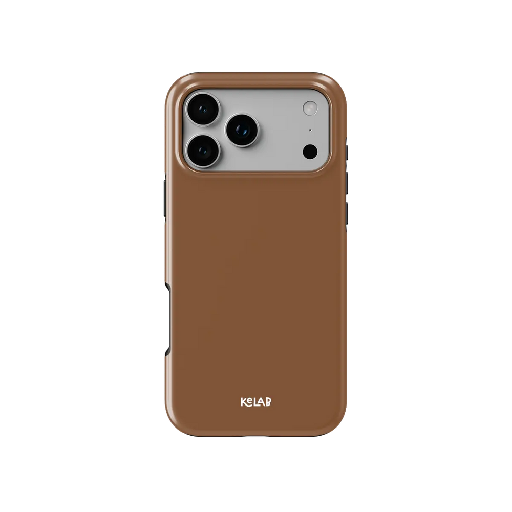 KELAB solid color iphone case in brown with shockproof hard shell and silicone liner