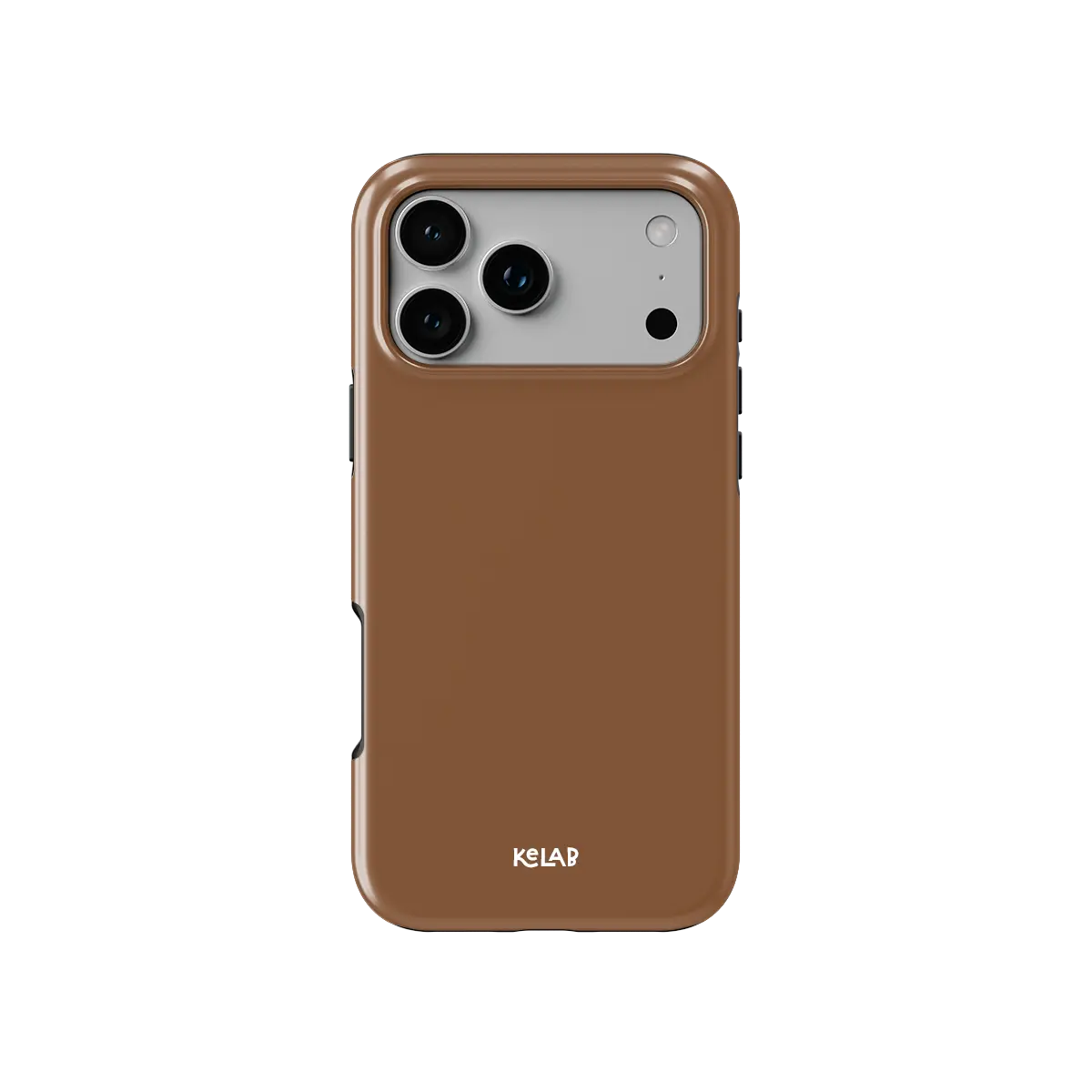 KELAB solid color iphone case in brown with shockproof hard shell and silicone liner