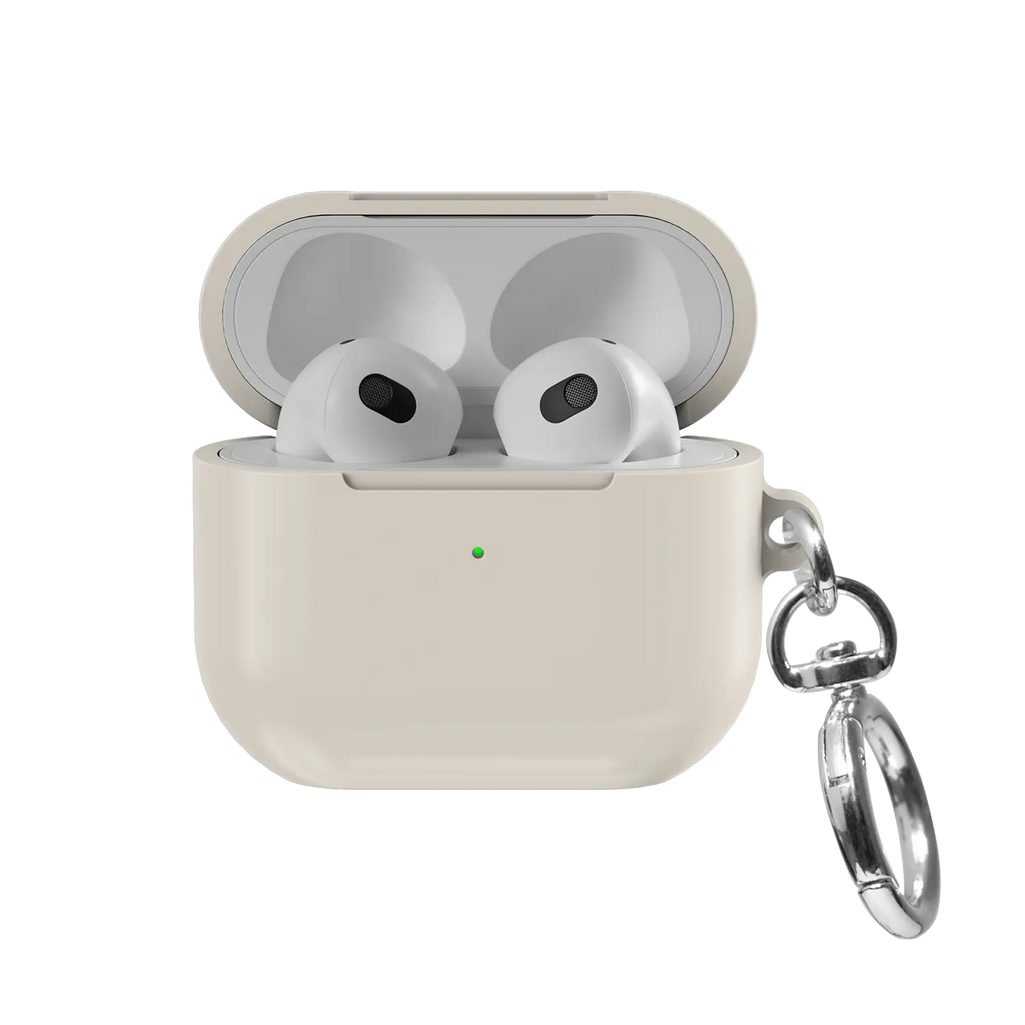 Solid Beige Bone AirPods Case, front view with lid open
