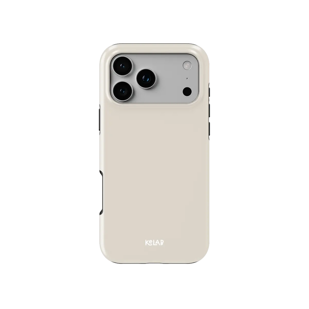 Solid Color KELAB iPhone Case in cream with tough MagSafe design and raised lip camera cutout