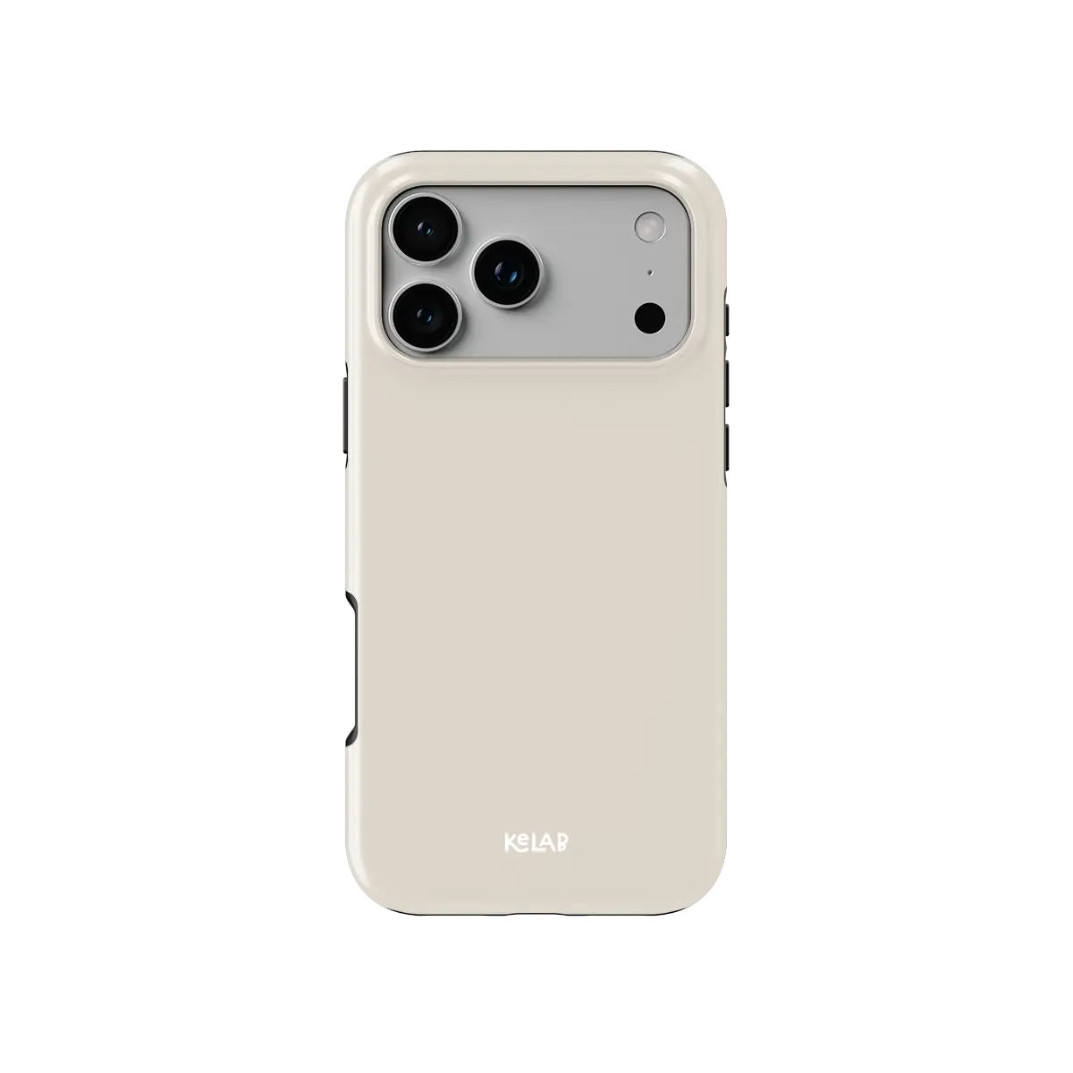 Solid Color KELAB iPhone Case in cream with tough MagSafe design and raised lip camera cutout