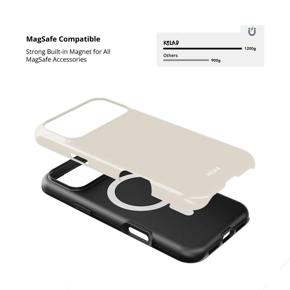 Solid Color KELAB iPhone Case with MagSafe wireless charging and raised lip camera cutout