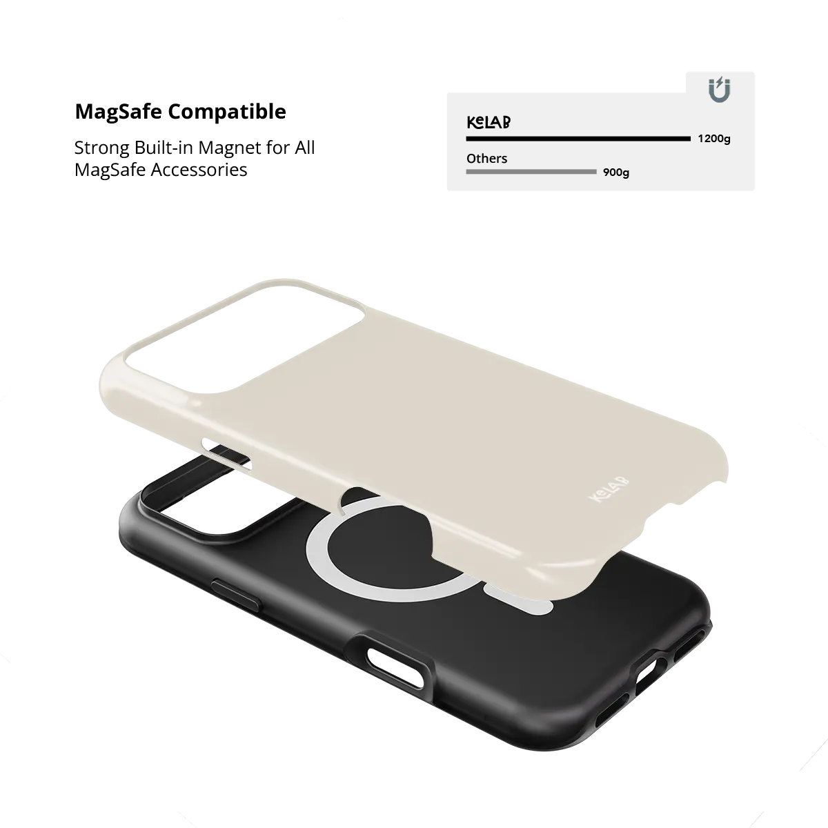 Solid Color KELAB iPhone Case with MagSafe wireless charging and raised lip camera cutout