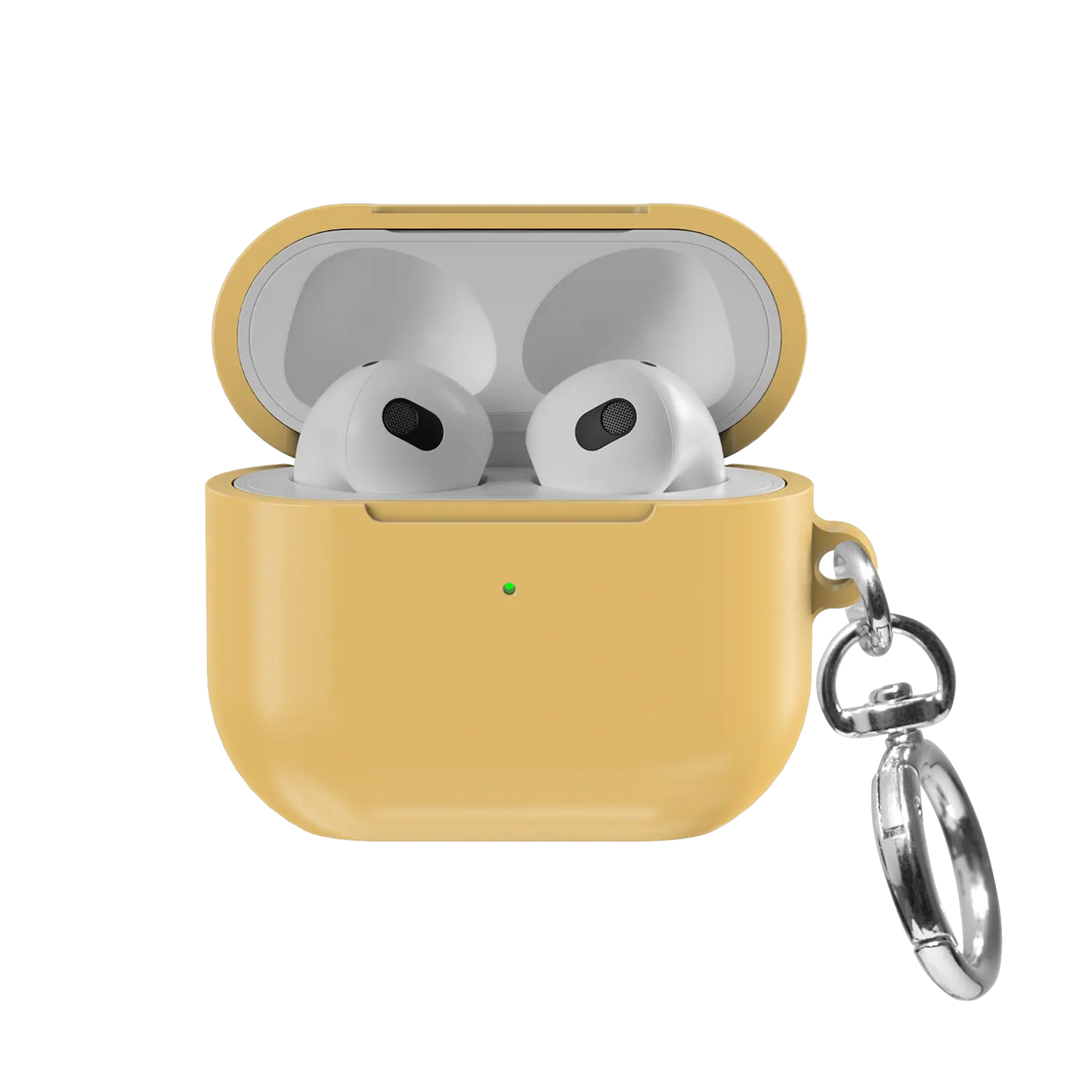 Solid Yellow AirPods Case, front view with lid open