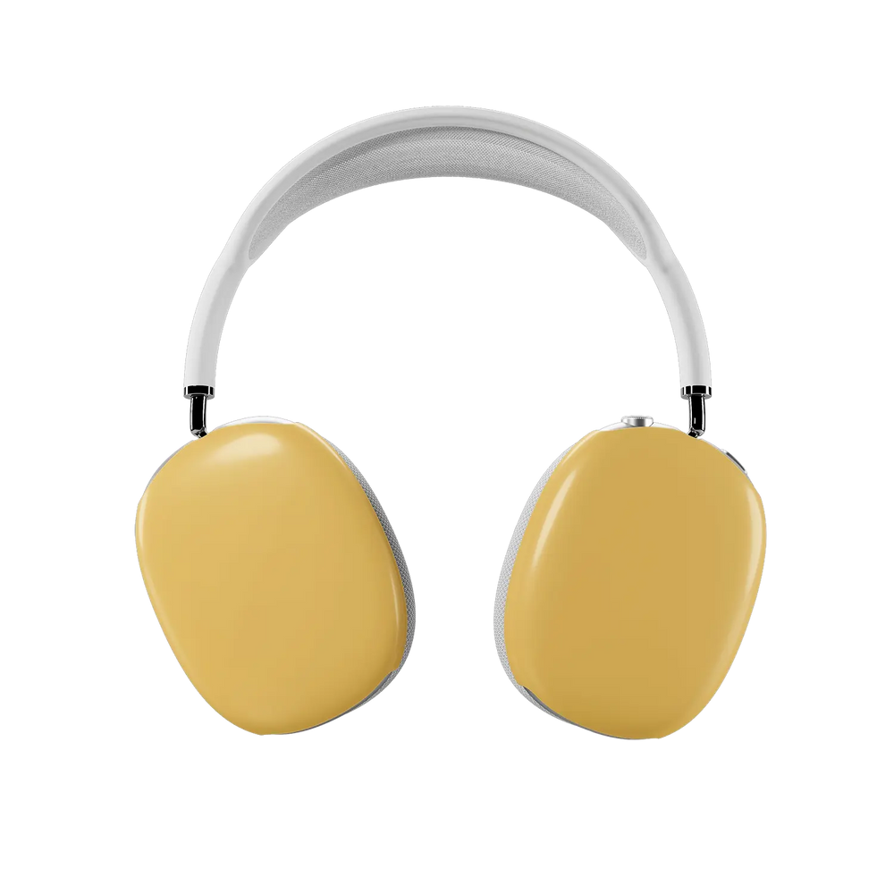KELAB airpods max cover solid color with printed glossy scratch-resistant coating on yellow earcups