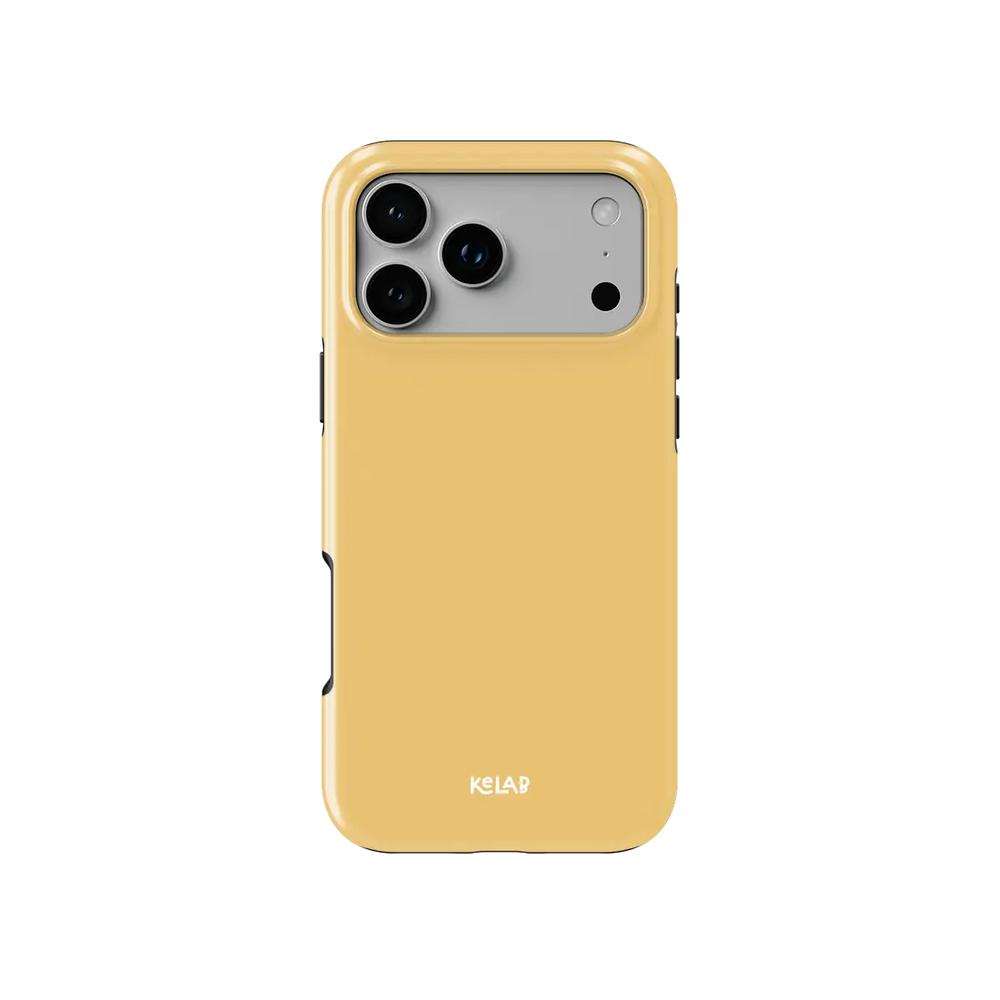 Solid Color KELAB iPhone Case in yellow with hard shell and silicone liner