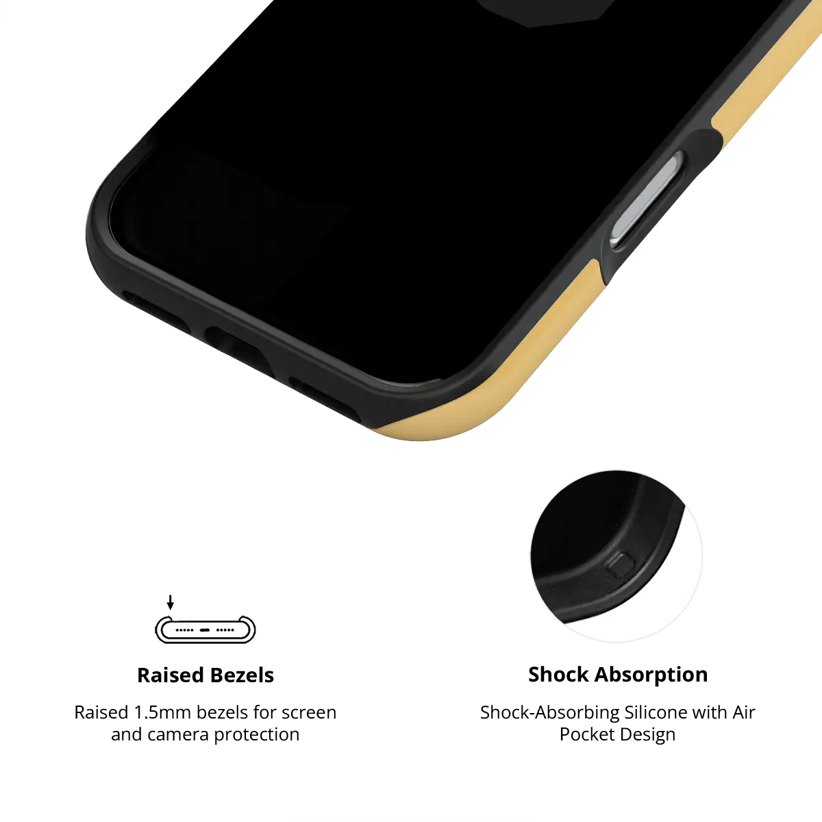Solid Color KELAB iPhone Case with hard shell and silicone liner, electroplated mirror finish
